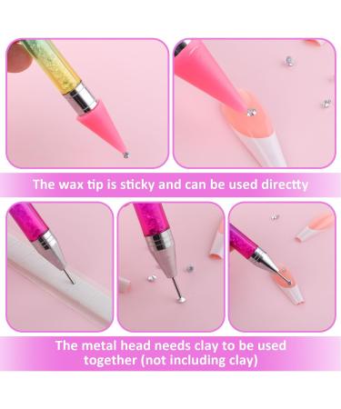 Bewudy 3 Pcs Nail Rhinestone Picker Dotting Pen Set | Dual-ended Wax Pencil Tool for Nail Art DIY Decoration | Jewelry Dotting Pen in Blue Pink Purple - Buy Online on SooperMarket.com