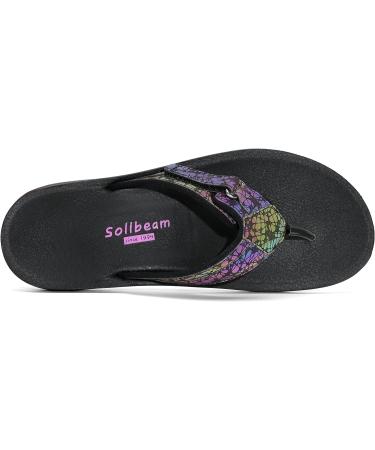 SOLLBEAM Women's Orthotic Comfort Flip Flops with Arch Support & Heel Cup - Black Reflective - Size 9 - Buy Online on SooperMarket.com