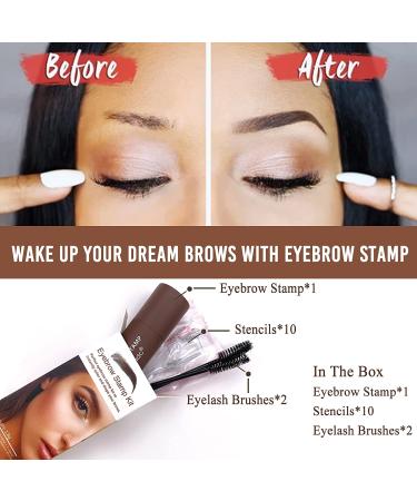 Eyebrow Stamp Stencil Kit - Waterproof Brow Stamp with 5 Reusable Stencils (Light Brown) - Buy Online on SooperMarket.com