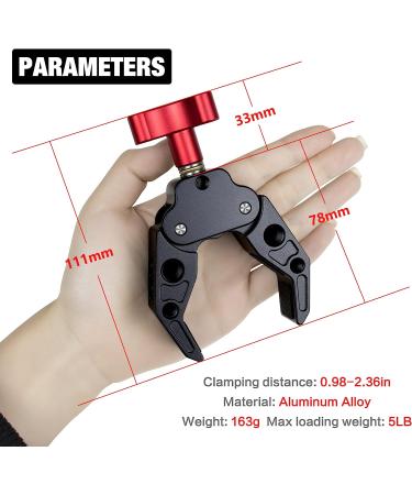 Super Clamp with 1/4&3/8 Standard Stud for Photo Video Studio - Camera Crab Clamp for Lighting DSLR Rig, LED Lights, Flash, Monitor Mic - Buy Online on SooperMarket.com