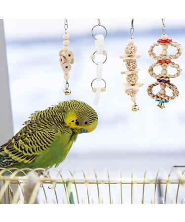 Taecoool 8-Part Wooden Parrot Toys - Natural Chewing & Hanging Bell for Cockatiels Finches & Small Parrots - Buy Online on SooperMarket.com