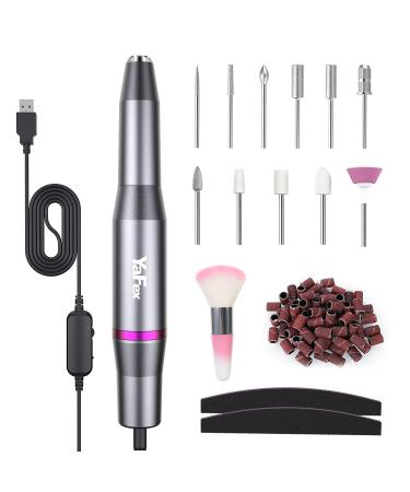 Nail milling mills for Geln gel 20 000 rpm Yafex 11 in 1 milling nails for gel nails with professional nail milling cutters manicure pedicure set electrical nail file for gelails and acrylic nails gray