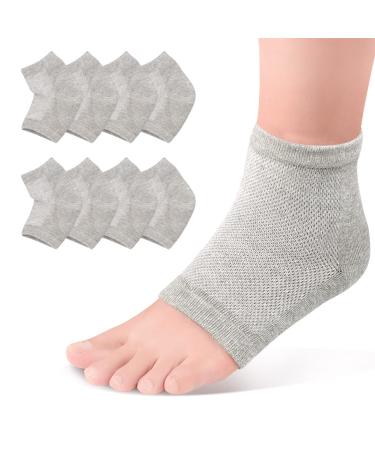 Wookite Moisturizing heel socks Gel Linked Open Toe For cracked dry heel women men spa foot care socks 4 pairs gray gray (4-pack)