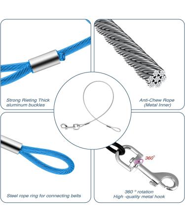 2 Pack Chew Proof Dog Leash Extension Metal Cable Lead Non-Tangle Connect Leash for Any Leash Heavy Duty Dog Leash Extender for Collar & Harness (Black+Blue) - Buy Online on SooperMarket.com