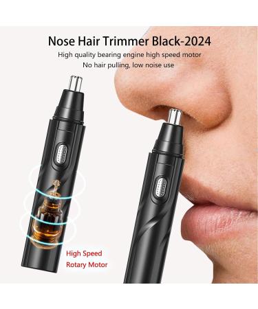 2024 Rechargeable Nose Hair Trimmer - Painless Removal & 6 Earpicks - Speed Rotation Motor - Black | International Shipping - Buy Online on SooperMarket.com
