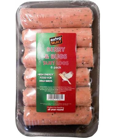 Extra Select Suet Logs Bundle 6 count each flavour | Insect & Mealworm and Berry & Bugs | High Energy Food for Wild Birds | 2 x 6 units Total of 12 Suet Logs - Buy Online on SooperMarket.com