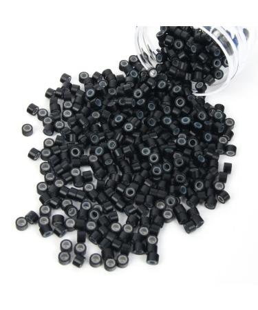 Vlasy 200 Pcs Silicone Micro Rings for I Tip Hair Extensions 5mm Micro Nano Beads Micro Links Hair Beads (Black) Micro-5mm-200Pcs Black