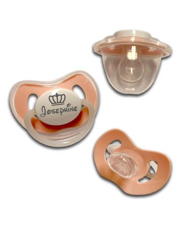 Personalized Baby Pacifier Set - 3-Pack Engraved Silicone Nipple for 6-30 Months | Heart Crown Star Designs & Custom Name - Buy Online on SooperMarket.com