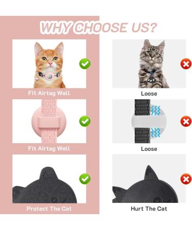 Lafayi 2 Pack Cat Collar with Bell & Reflective GPS Tracker | Personalized Pink Airtag Case & Safety Clasp | International Shipping Available - Buy Online on SooperMarket.com