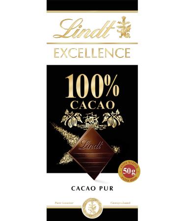 Lindt Excellence 100 % cocoa - noble bitter chocolate |50 g Tafel |Extra strong bitter chocolate |Intensive cocoa taste |Dark chocolate |Vegan chocolate |Chocolate gift 100%