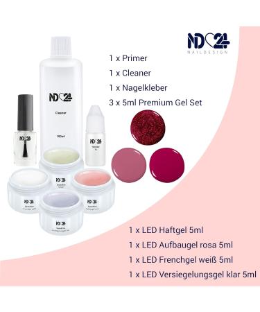 ND24 NAILDESIGN Geln gel Starter Set Premium - Complete Beginner's Kit with LED Lamp French Gel & Viva Magenta Gels - Made in Germany - International Shipping Available - Buy Online on SooperMarket.com