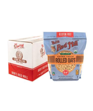 Bob's Red Mill Gluten Free Organic Thick Rolled Oats, 32-ounce (Pack of 4) 32 Ounce (Pack of 4) Resealable Oats