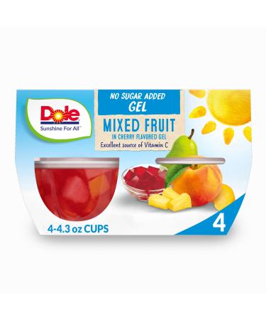 Dole Fruit Bowls Mixed Fruit in Sugar Free Cherry Flavored Gel (Pineapple, Peaches & Pears), Gluten Free Healthy Snack, 4.3 Ounce 4 Cups (Pack of 4)