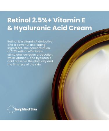 Retinol Cream for Face - 2.5% Anti-Aging Moisturizer with Vitamin E & Hyaluronic Acid | Hydrating Night Cream - 1.7 Oz - Buy Online on SooperMarket.com