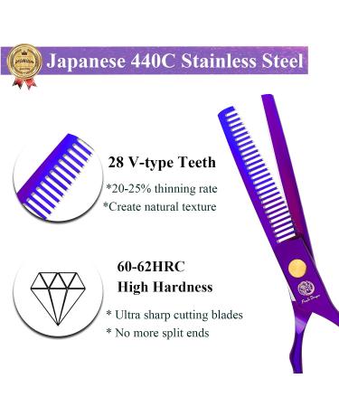 5.5 inch Purple Hair Cutting Scissors Set with Leather Case - Professional Barber Shears for Hairdressers and Home Use - Buy Online on SooperMarket.com