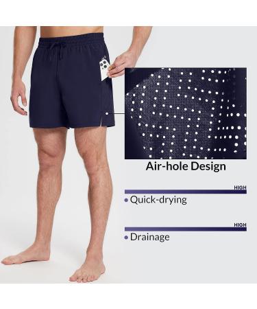 BALEAF Men's 5 Inch Swim Trunks with Compression Liner, Quick Dry 2-in-1 Shorts, Large - Dark Blue - Buy Online on SooperMarket.com