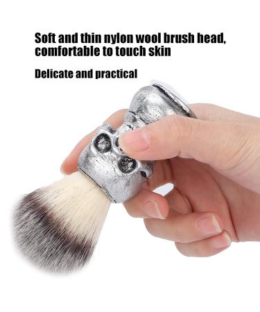Buy Men's Nylon Wool Shaving Brush | Skull Handle Razor Foam Brush | Ideal for Salon & Travel - Silver - Buy Online on SooperMarket.com
