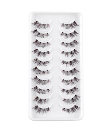 3D false eyelashes natural eyelashes pure handmade natural look fluffy artificial eyelashes multipack strip lashes 10 pairs (CW2)