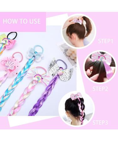 Set Of 8 Colorful Braid Hair Ties Ponytail Elastic Bands Bow Ties Colorful Synthetic Wigs Hair Accessories For Girls Suitable For Prom Party Cosplay - Buy Online on SooperMarket.com