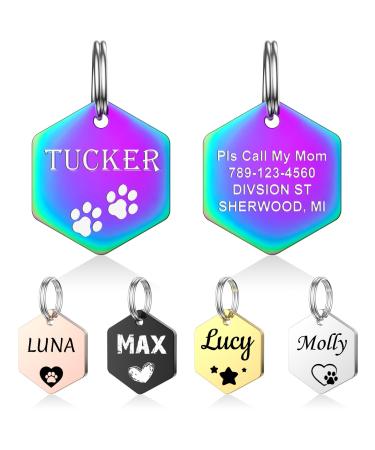 Yehanti dog brand with engraving - dog stark personalized with name telephone number and address stainless steel name tag for collar trailer brand for dogs cats and puppies (sixseck)