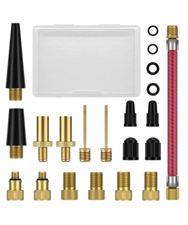 Zuoqiang bicycle valve adapter set 21 pieces of French valve adapter SV DV AV AV valve adapter bike air pump adapter bicycle valve adapter compressor for all bike pump air pump ball pump