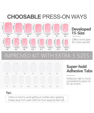 AILLSA Press on Nails Short - Soft Gel Square Fake Nails Kit | 15 Sizes, 30 Pcs, Lightweight & Comfortable | Reusable Glue On Nails | Mothers Day Gift - Cherry Pink - Buy Online on SooperMarket.com