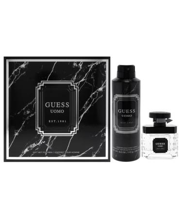 Guess Uomo for Men - 2 Pc Gift Set 1.7oz EDT Spray 6oz Deodorizing Body Spray 7.7 Fl Oz (Pack of 1)