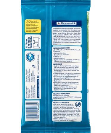 Moist cleaning wipes for screens 2 packs x 20 pieces - With Antistatic Formula - Especially suitable for cleaning sensitive Screen Surfaces/Germany - Buy Online on SooperMarket.com