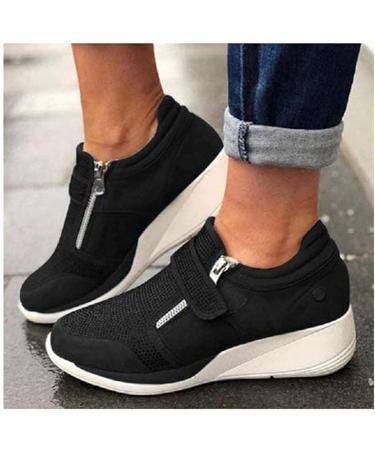 Women's Orthopedic Rhinestone Sneakers - Arch Support, Walking Fashion, Glitter Bling, Velcro Closure - Black, Size 7 - Buy Online on SooperMarket.com