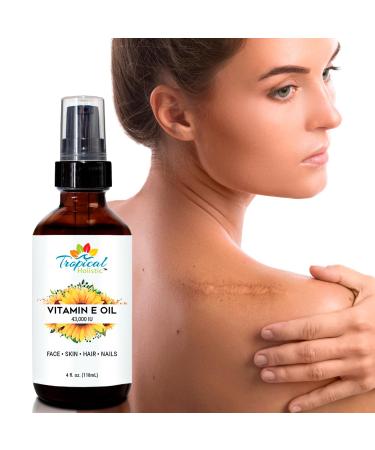 Pure Organic Vitamin E Oil 4 fl oz - 43 000 IU | 100% Plant-Based Natural Moisturizer for Skin Scars Nails Acne Hair Growth & Wrinkles - Buy Online on SooperMarket.com