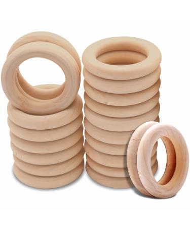 WUUDAR 20Pcs Wooden Rings for Crafts  55mm - Smooth Unfinished Macrame Rings   Durable & Lightweight Wood Rings for Jewelry  DIY Making  Crafts & Home Decor