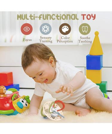 Zooawa Baby Teether - BPA-Free Silicone Sensory Toy for Teething Relief | Rattles & Chew Toy for 3-6 Months+ - Easy-to-Hold Beige - Buy Online on SooperMarket.com