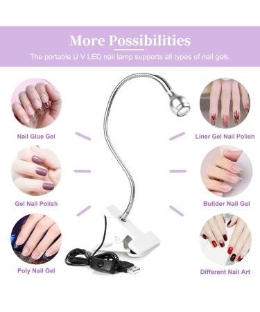 Saviland UV Lamp for Gel Nails - Flexible Mini LED Nail Dryer with Clip | Rotatable 3W Nail Art Lamp for Perfect Gel Hardening - Buy Online on SooperMarket.com