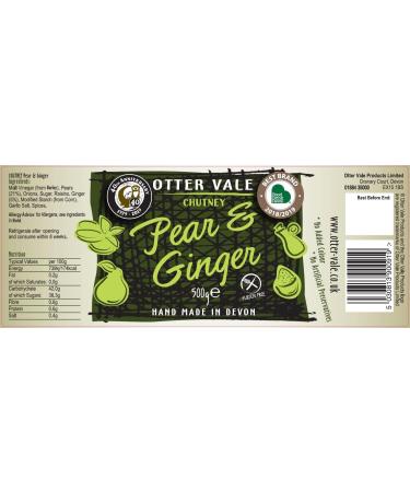 Otter Vale Pear & Ginger Chutney - Hand-Made in Devon - Gluten-Free - 500g Glass Jar - Buy Online on SooperMarket.com