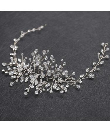 Denifery Crystal Bridal Headband - Wedding Hair Piece & Accessories (Silver) - Buy Online on SooperMarket.com