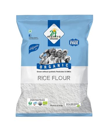 Organic Rice Flour Pure White - Rice Atta -  USDA Certified Organic -  European Union Certified Organic -  Pesticides Free -  Adulteration Free -  Sodium Free - 2 lb - 24 Mantra Organic