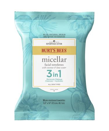 Burt's Bees Facial Cleansing Makeup Remover Towelettes 90 ct - 3 in 1 Hydrating Micellar Cleanser - Coconut & Lotus Water - Buy Online on SooperMarket.com