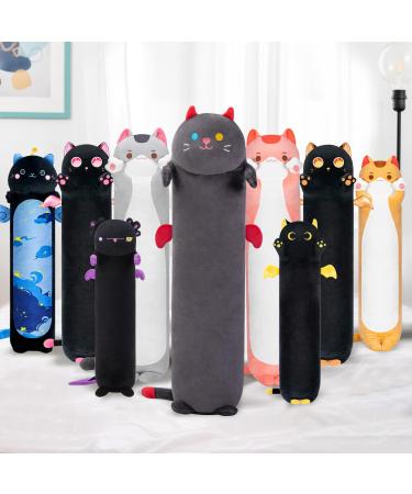 Mewaii 20in Long Cat Plush Pillows Stuffed Animals Squishy Pillows - Plushie Cute Kitty Sleeping Hugging Plush Pillow Soft Toys for Kids(Black) 20in/50cm Black Cat