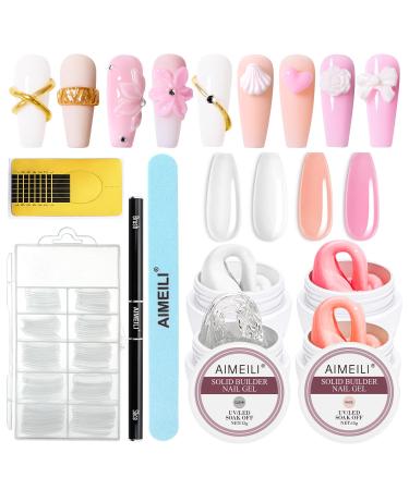 AIMEILI Fixed build -up gel for Geln gel Set 4 colors Solid Nail Gel Nail Extension Gel Nail Builder Set With Nail Tool Kit Clear White Rosa Nude With Nail Tools Set
