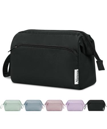 Narwey Large Makeup Bag Wide-Open Zipper Pouch Travel Toiletry Bag Cosmetic Organizer for Women (Black)