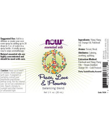 Now Foods Essential Oils Peace Love & Flowers Balancing Blend - 1 fl. oz (30 ml) | Natural Aromatherapy - Buy Online on SooperMarket.com