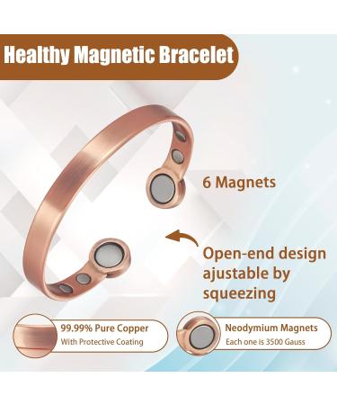EnerCoppeX Copper Magnetic Bracelet for Women - Detox Jewelry with 3500 Gauss Magnet (CPB-0964Q) - Buy Online on SooperMarket.com