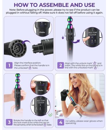 5 in 1 Curling Iron Wand Set Ohuhu Upgrade Curling Waver With 5Pcs 0.35 to 1.25 Inch Interchangeable Ceramic Barrels and Heat Protective Glove for Women Gifts Rainbow Color Idea for Gift - Buy Online on SooperMarket.com