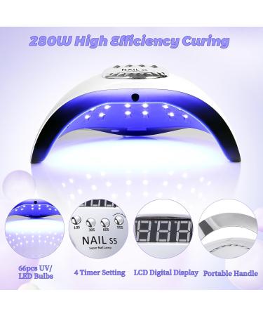 280W UV LED Nail Lamp for Fast Gel Nail Curing | 4 Timers, 66 Beads | Home and Salon Nail Polish Dryer - Buy Online on SooperMarket.com