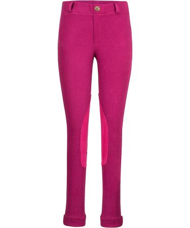 TuffRider Children's Starter Lowrise Pull-On Jods | Children UltraGripp Knee Patch Horse Riding Pants | Children's Equestrian Schooling Tights (US - 10 / UK - 14  Plum Caspia) - Buy Online on SooperMarket.com