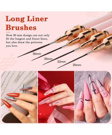 Nail Art Brushes Set - 5PCS Double-Ended Liner Striping Design Brushes for Fine Drawing and Details in Sizes 5/7/9/10/11/15/20/22/25/30 - Light Pink - Buy Online on SooperMarket.com
