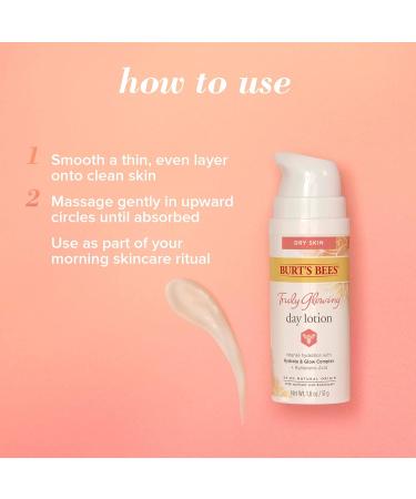 Burt's Bees Truly Glowing Hydrating Daily Face Lotion Face Cream Moisturizer for Dry Skin with Hyaluronic Acid 98.9% Natural Origin Developed with Dermatologists 51g Day Lotion for Dry Skin - Buy Online on SooperMarket.com