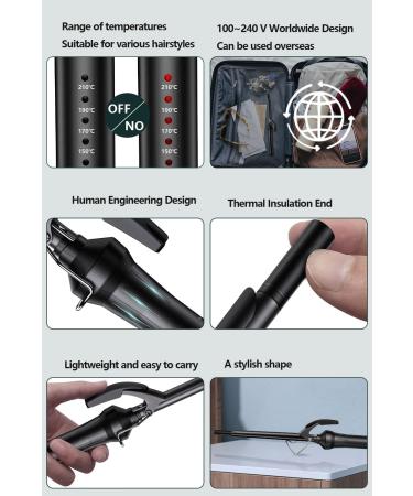 Buy DSHOW 9mm Tourmaline Ceramic Barrel Curling Iron | Small Barrel Curling Wand for Short & Long Hair - Black - Buy Online on SooperMarket.com