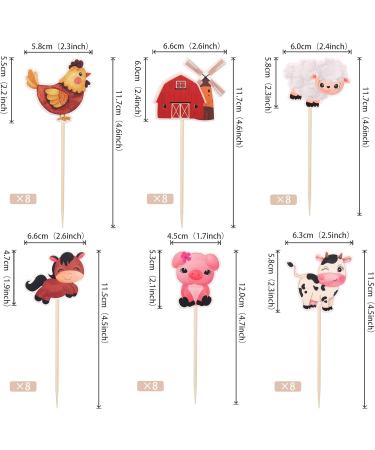 24 Farm Animal Cupcake Toppers - Barn Theme Birthday & Baby Shower Decorations - Buy Online on SooperMarket.com