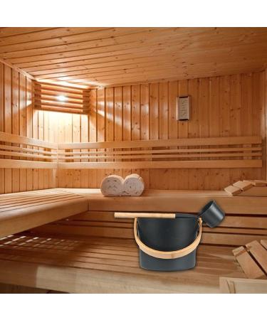 Sauna Bucket Sauna Bucket ladle Set 7L Luxurious Finnish Matching Ladle Sauna Barrel Sauna Aluminum Bucket with Long Handle Spoon Set Sauna Bucket Stylish Spa Esential for Water Ladling Black - Buy Online on SooperMarket.com